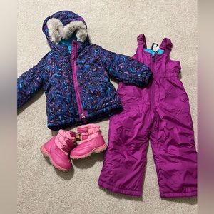 3t girl snowsuit and size 8t snow boots